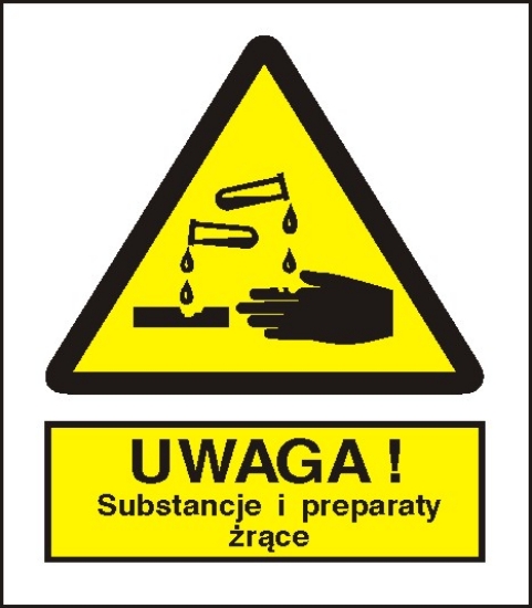 Ostrzeżenie przed substancjami i preparatami żrącymi